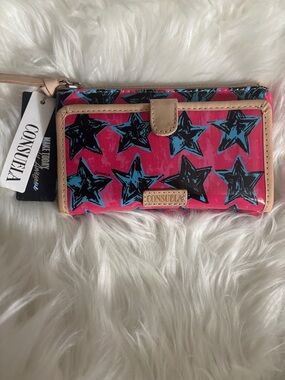 Consuela Pink Presley Slim Wallet with Star Print